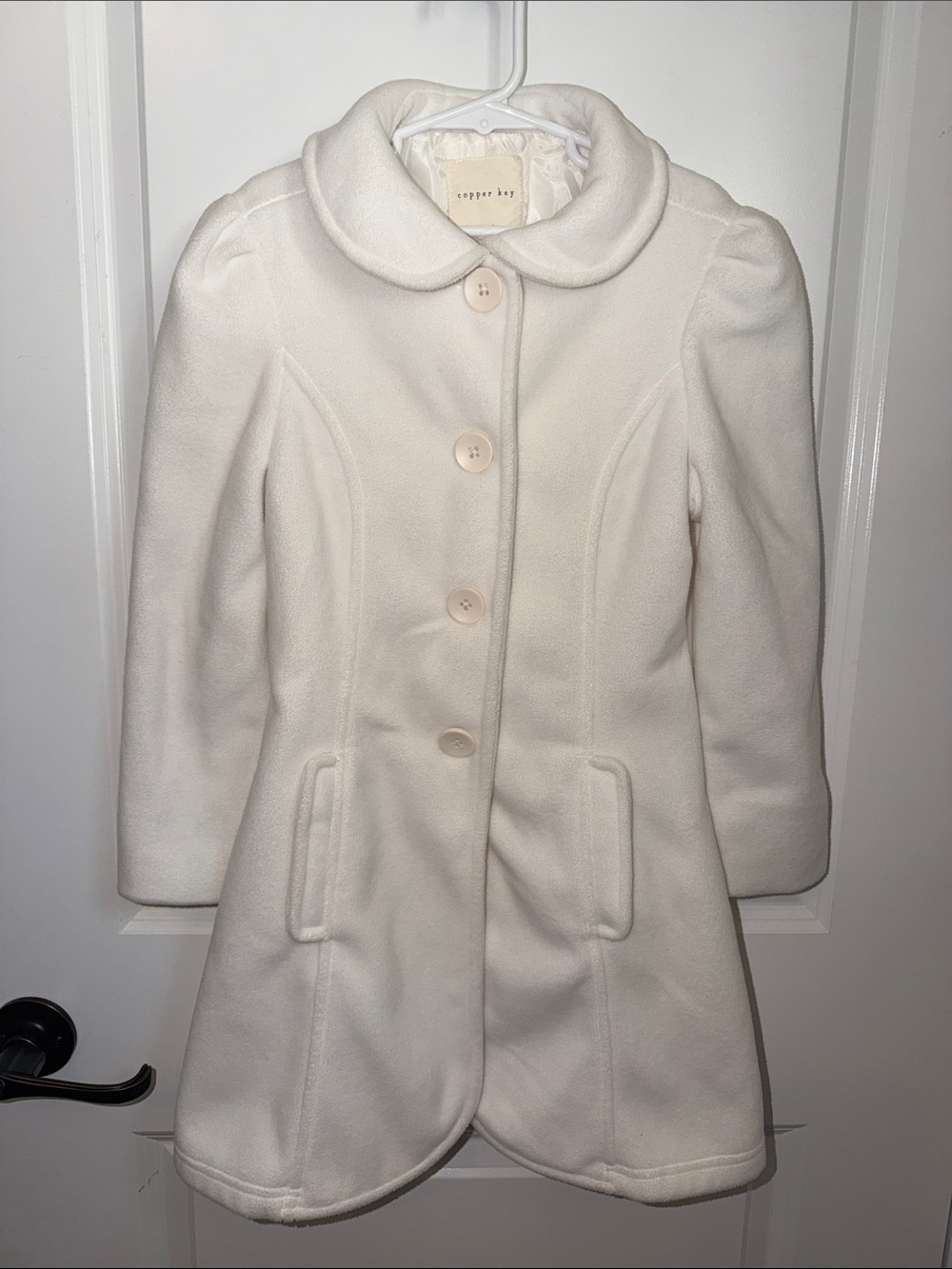 Copper Key Cream Peter Pan Collar Wool-Blend Pea Coat
